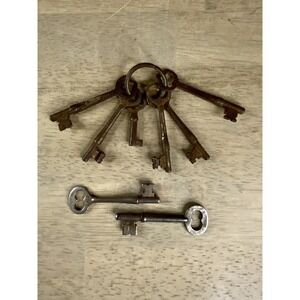 Skeleton Keys Antique Solid Barrel Lot of 8 Some Corbin Some On Ring